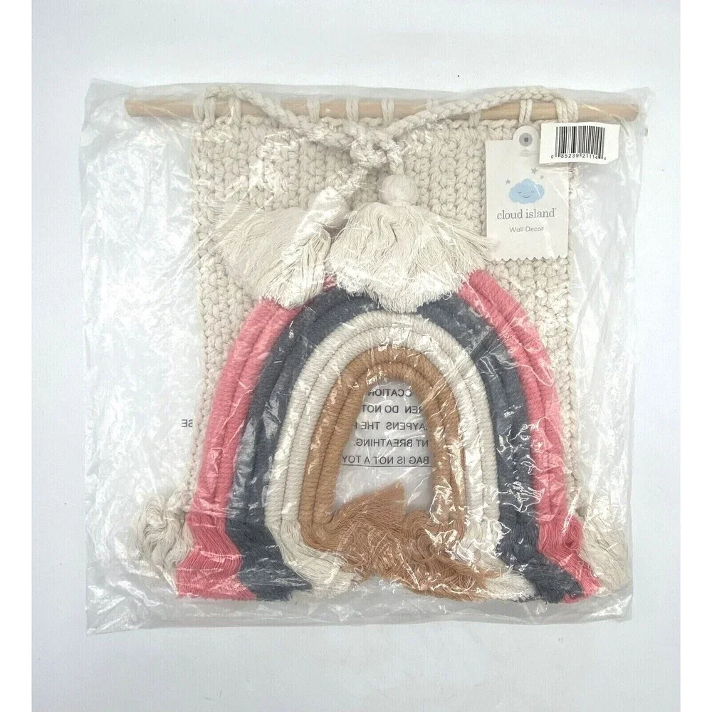 Cloud Island Woven Boho Rainbow Macrame Tapestry Wall Hanging Decor - NEW SEALED